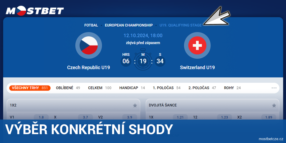 Vybrat sportovní událost na Mostbet CZ