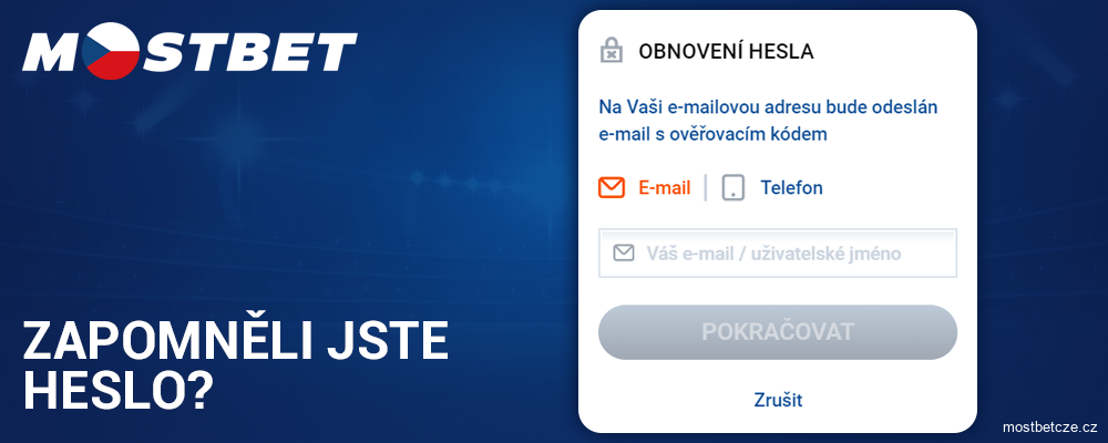 Obnovení hesla v Mostbet CZ